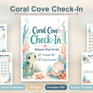 Tabla de registro/comportamiento para niños de Coral Cove / PDF imprimible / Descarga digital imagen 2