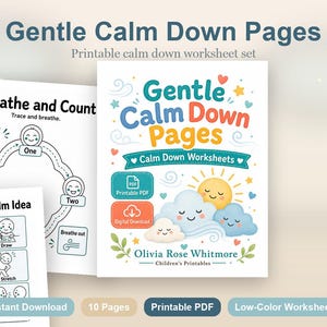 Gentle Calm Down Pages | Calm Down Worksheets | Printable PDF | Digital Download image 2