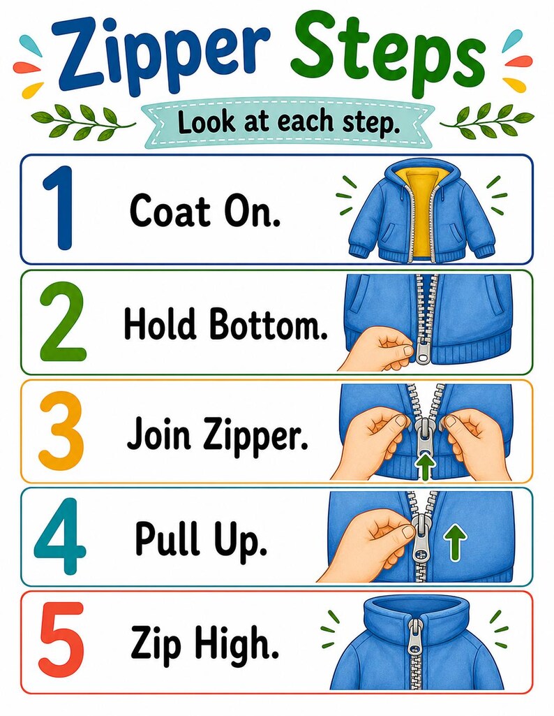 Zip Up Jacket | Zipper Practice | Printable PDF | Digital Download image 3