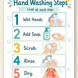 Lavado de manos para niños pequeños / Horario visual de lavado de manos / PDF imprimible / Descarga digital imagen 9