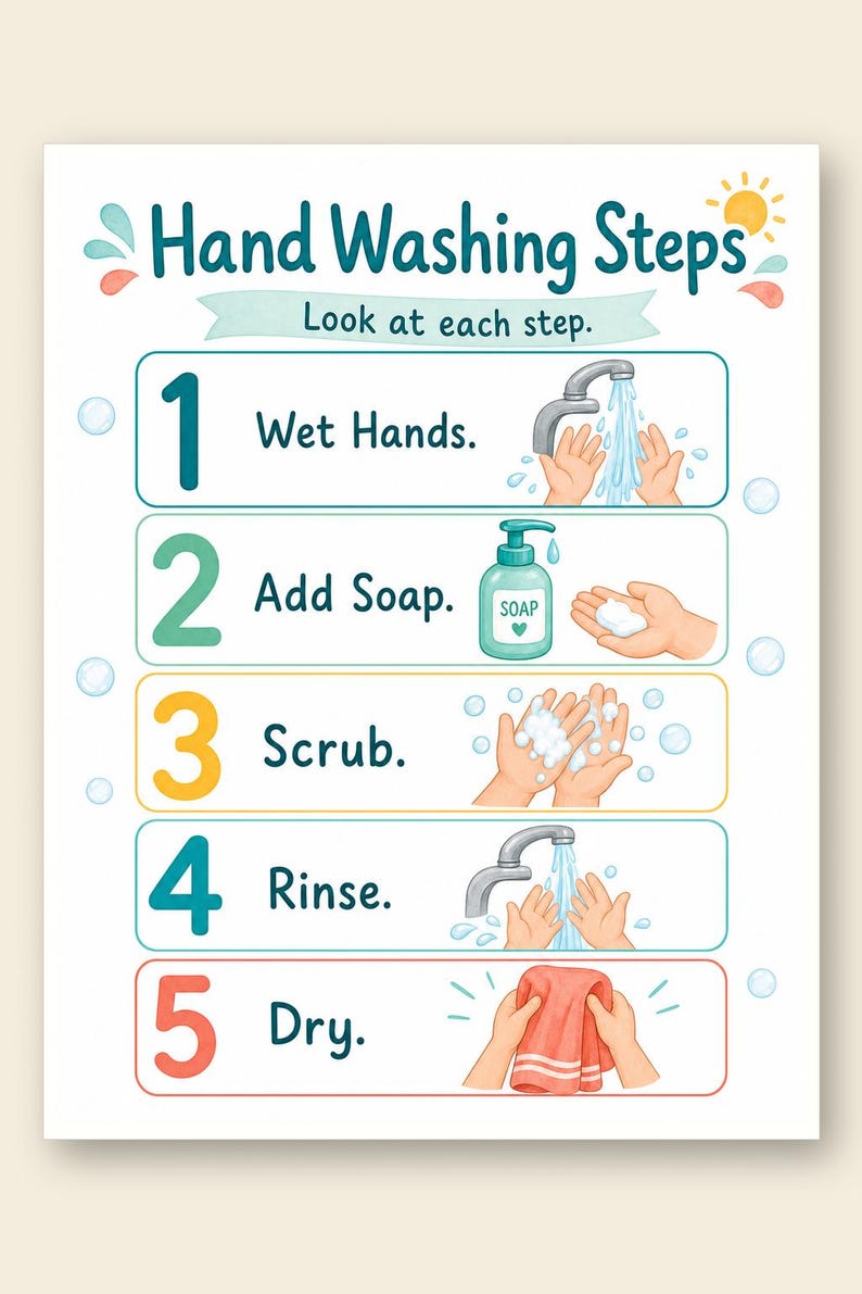 Lavado de manos para niños pequeños / Horario visual de lavado de manos / PDF imprimible / Descarga digital imagen 9