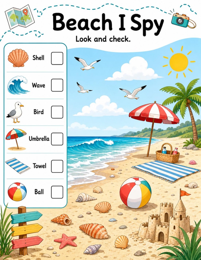 Pagine di avventura in spiaggia / Attività in spiaggia per bambini / PDF stampabile / Download digitale immagine 6