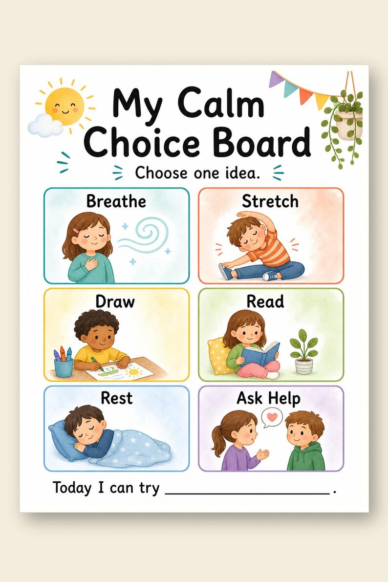 Calm Choice Board | Calm Down Choice Board | Printable PDF | Digital Download image 9
