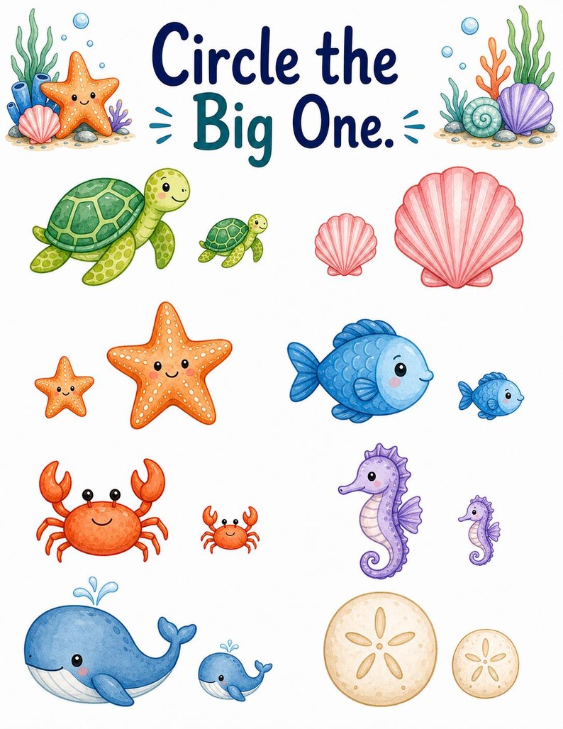Turtle Big & Small | Big and Small Worksheets | Printable PDF | Digital Download image 3