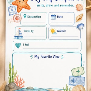 Starfish Passport Pages | kids travel journal | Printable PDF | Digital Download image 5