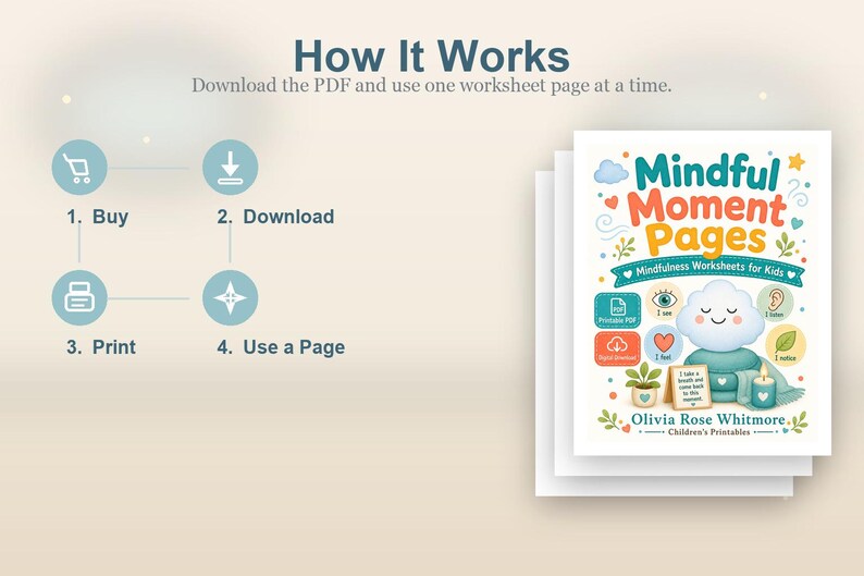Páginas de Momentos de Atención Plena / Hojas de Trabajo de Atención Plena para Niños / PDF Imprimible / Descarga Digital imagen 8