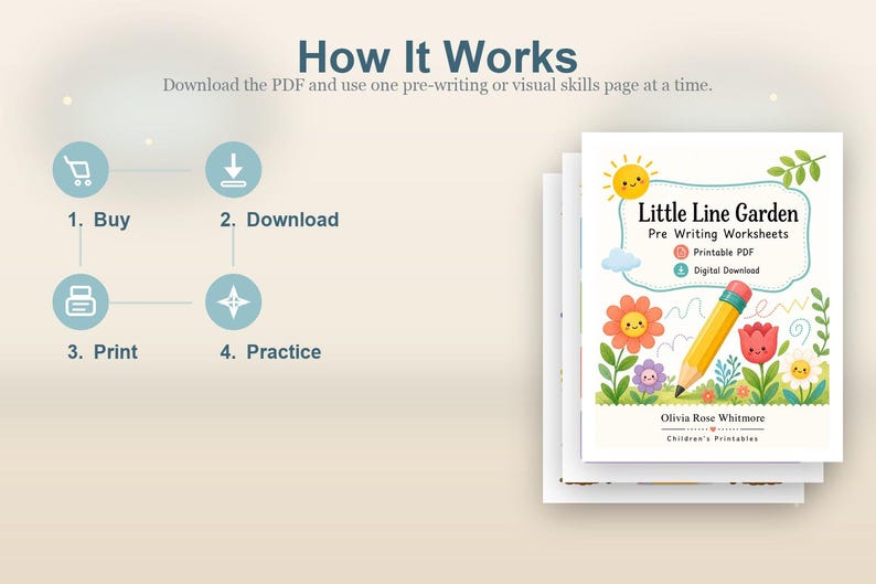 Little Line Garden | Arkusze do nauki pisania | Do druku w formacie PDF | Pobieranie cyfrowe zdjęcie 8