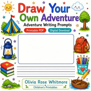 Draw Your Own Adventure | Adventure Writing Prompts | Printable PDF | Digital Download image 1