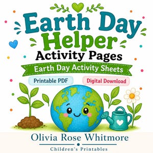 Earth Day Helper Activity Pages | Earth Day Activity Sheets | Printable PDF | Digital Download image 1