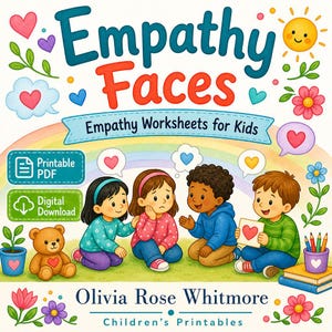 Visages empathiques | Feuilles de travail sur l'empathie pour les enfants | PDF imprimable | Téléchargement numérique image 1