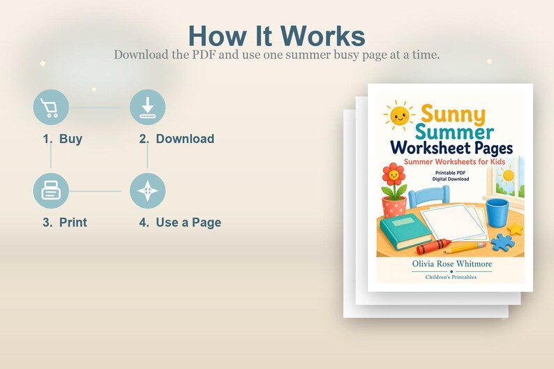Sunny Summer Worksheet Pages | Summer Worksheets for Kids | Printable PDF | Digital Download image 8