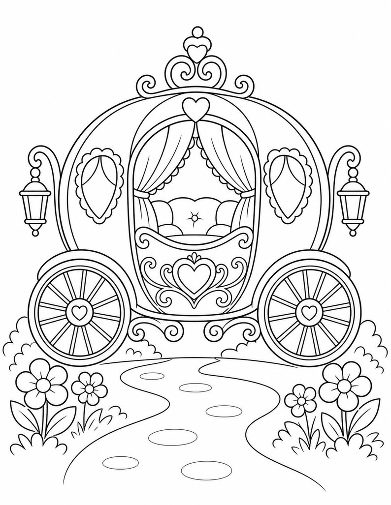 Dibujos para colorear de castillos de princesas / Dibujos para colorear de princesas / PDF imprimible / Descarga digital imagen 5