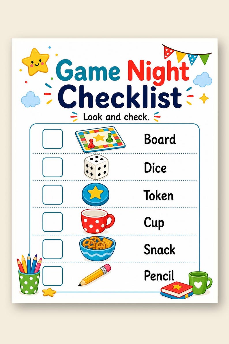 Sternenklare Familienspielnacht Seiten | Familien Spiel Nacht Seiten | Druckbare PDF | Digitaler Download Bild 9