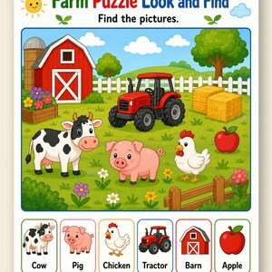 Bauernhof Bilderpuzzle | Farmaktivitätsseiten | Druckbare PDF | Digitaler Download Bild 9