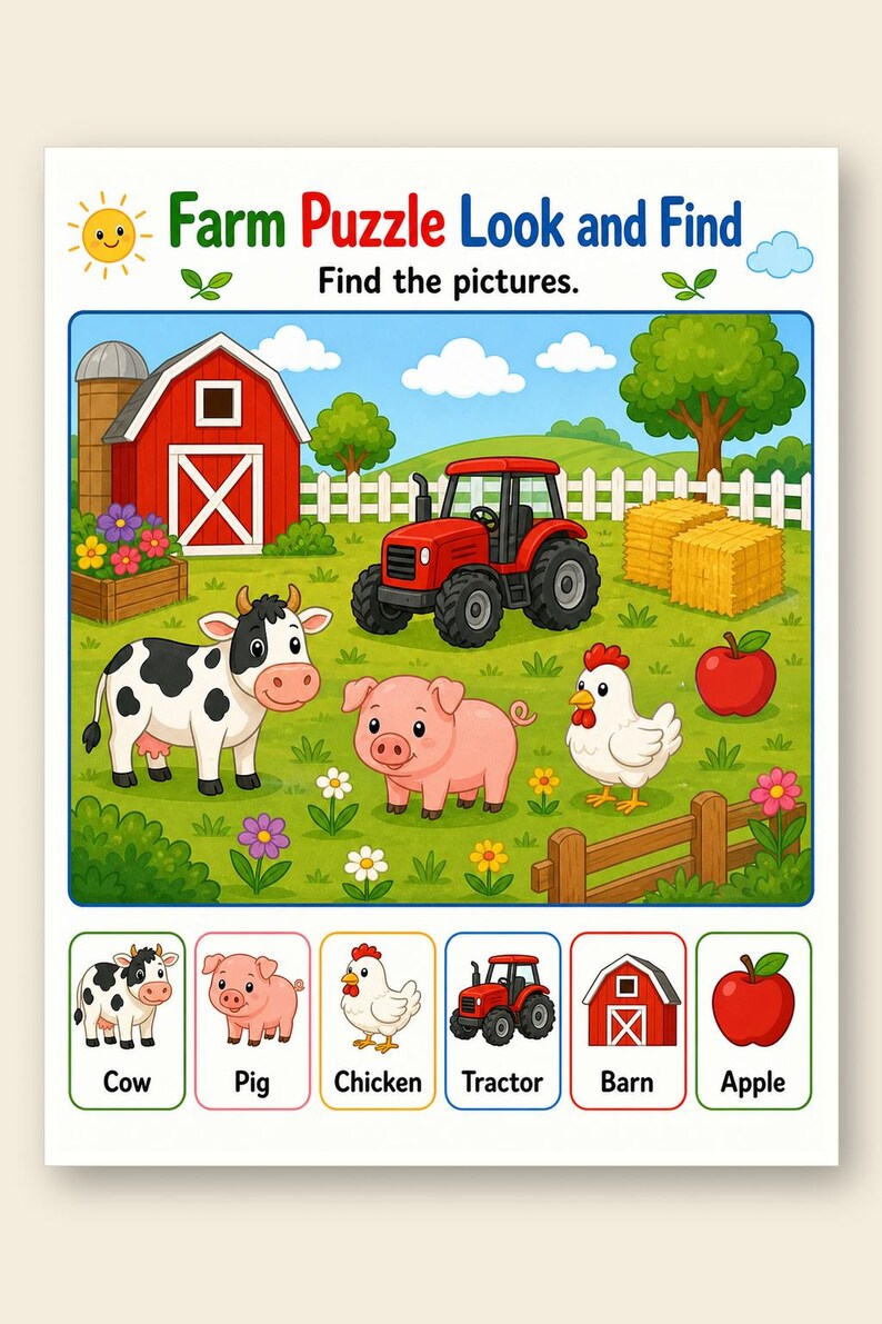Bauernhof Bilderpuzzle | Farmaktivitätsseiten | Druckbare PDF | Digitaler Download Bild 9