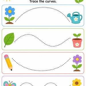 Little Line Garden | Arkusze do nauki pisania | Do druku w formacie PDF | Pobieranie cyfrowe zdjęcie 4
