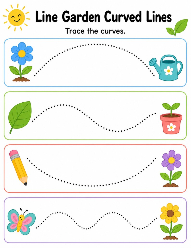 Little Line Garden | Arkusze do nauki pisania | Do druku w formacie PDF | Pobieranie cyfrowe zdjęcie 4