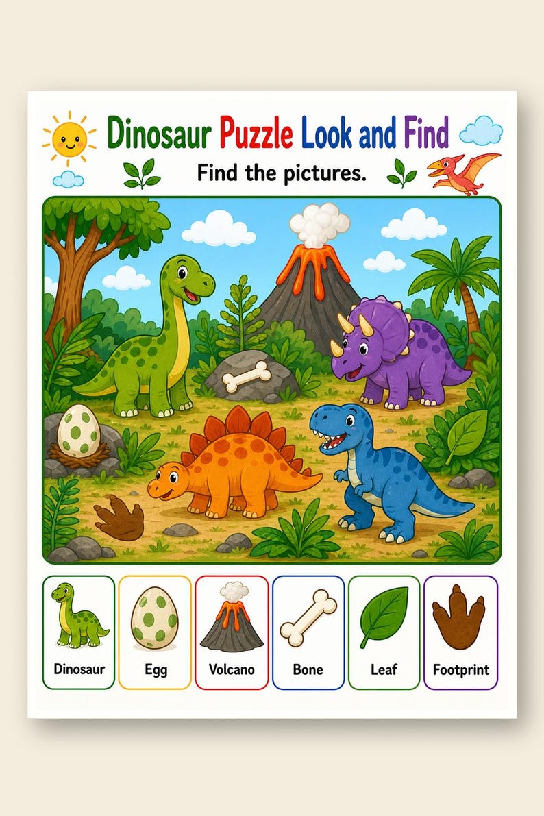 Dinosaur Thinking Pages | Dinosaur Activity Sheets | Printable PDF | Digital Download image 9
