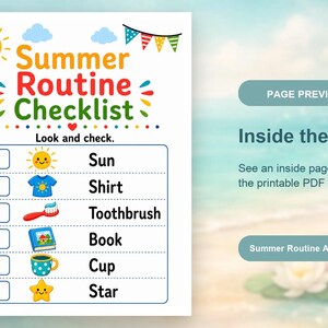 Páginas divertidas para una rutina soleada / Actividades de verano para niños / PDF imprimible / Descarga digital imagen 10