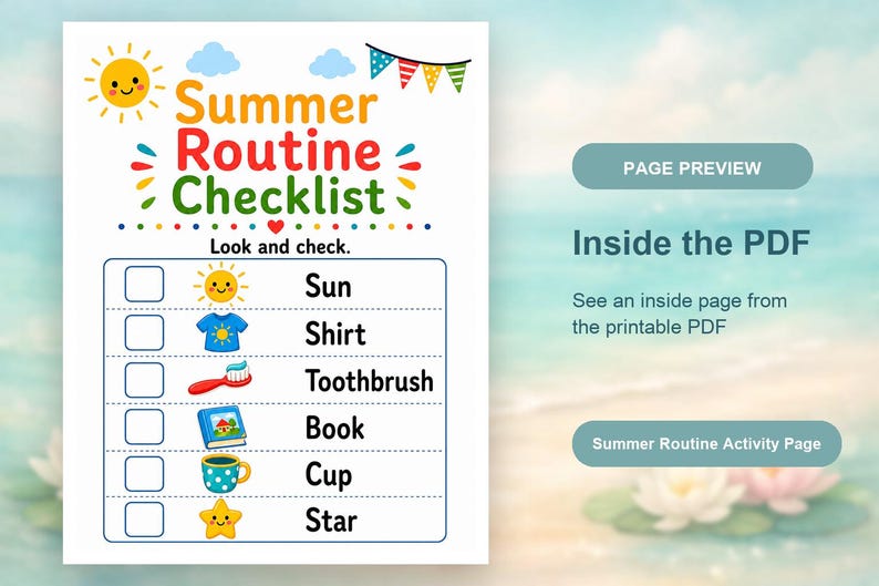 Páginas divertidas para una rutina soleada / Actividades de verano para niños / PDF imprimible / Descarga digital imagen 10
