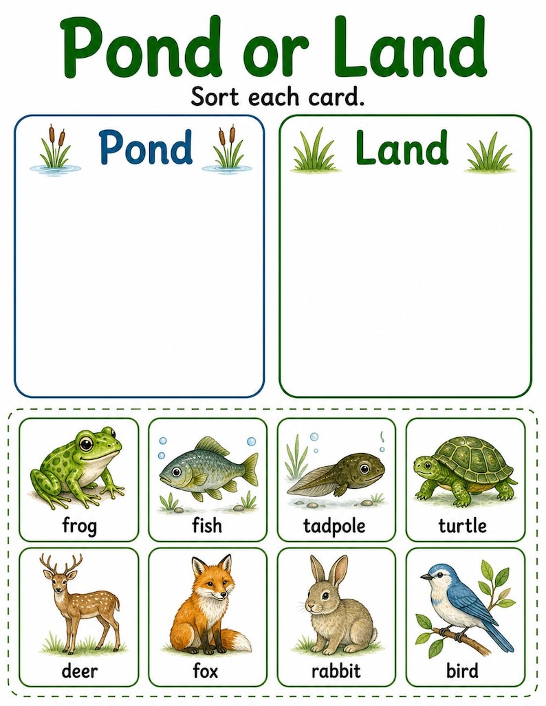 Frosch Teich Änderungen | Frosch Lebenszyklus Arbeitsblatt | Druckbare PDF | Digitaler Download Bild 6