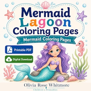 Mermaid Lagoon Coloring Pages | Mermaid Coloring Pages | Printable PDF | Digital Download image 1