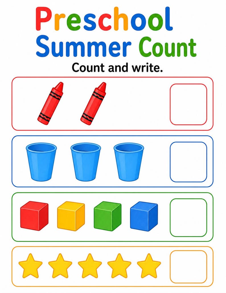 Vorschule Sommer Spaß Seiten | Sommer-Aktivitäten für Kinder im Vorschulalter | Druckbare PDF | Digitaler Download Bild 5