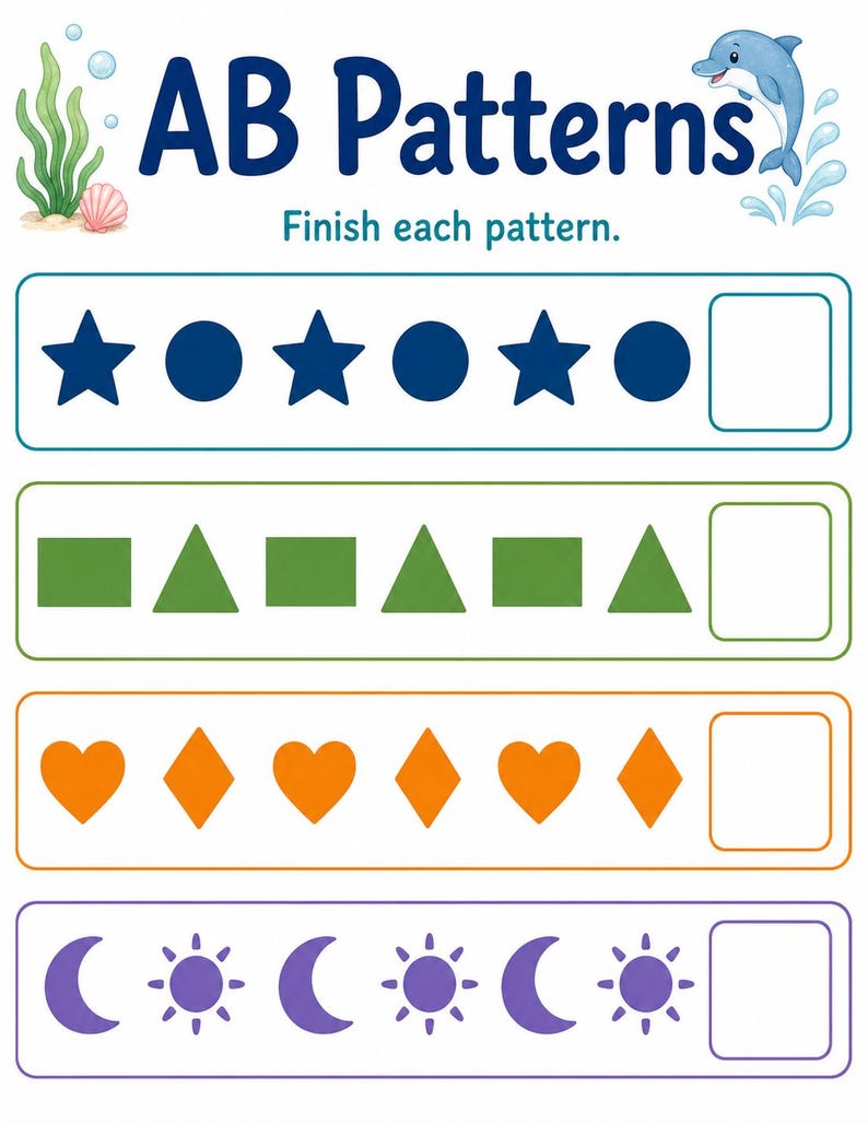 Pattern Parade | Pattern Worksheets | Printable PDF | Digital Download image 3