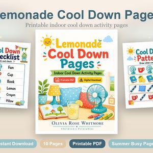 レモネードでクールダウン | 室内で楽しめるクールダウンアクティビティ | 印刷可能なPDF | デジタルダウンロード 画像 2