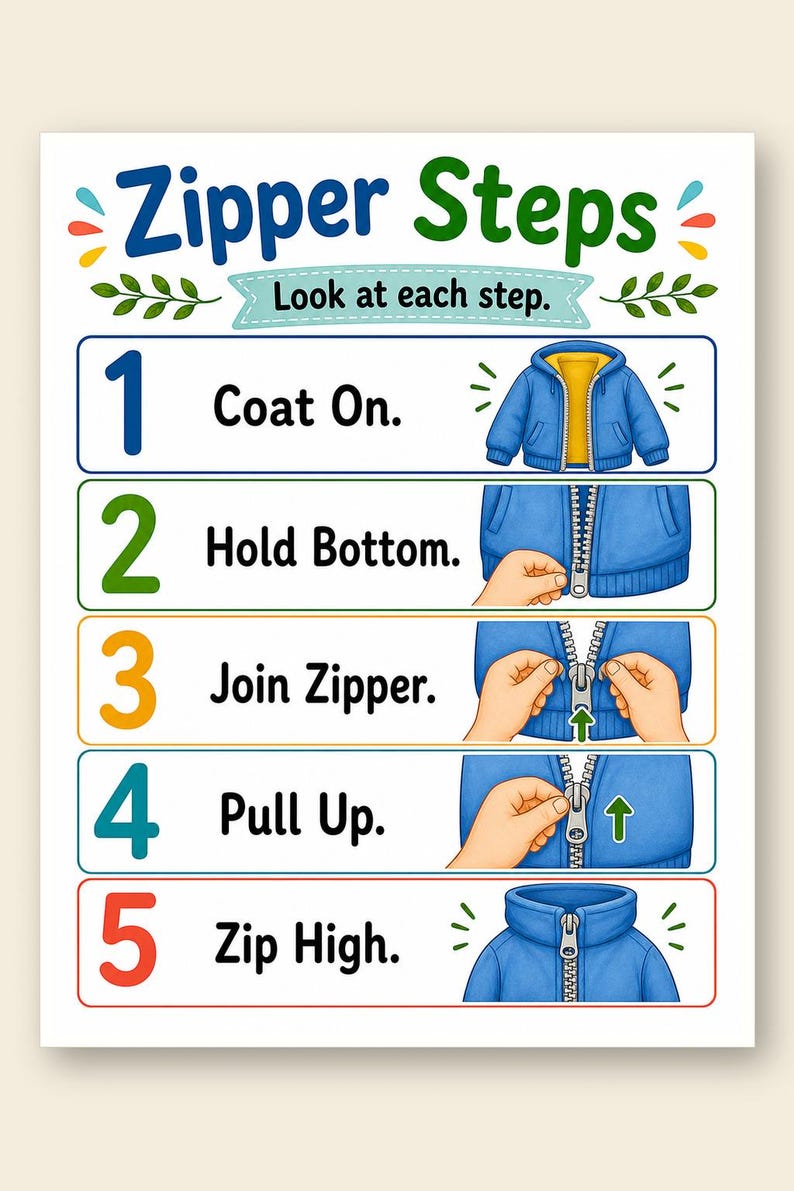 Zip Up Jacket | Zipper Practice | Printable PDF | Digital Download image 9
