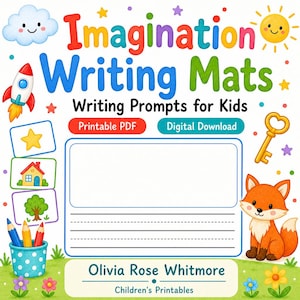 Imagination Writing Mats | Writing Prompts for Kids | Printable PDF | Digital Download image 1