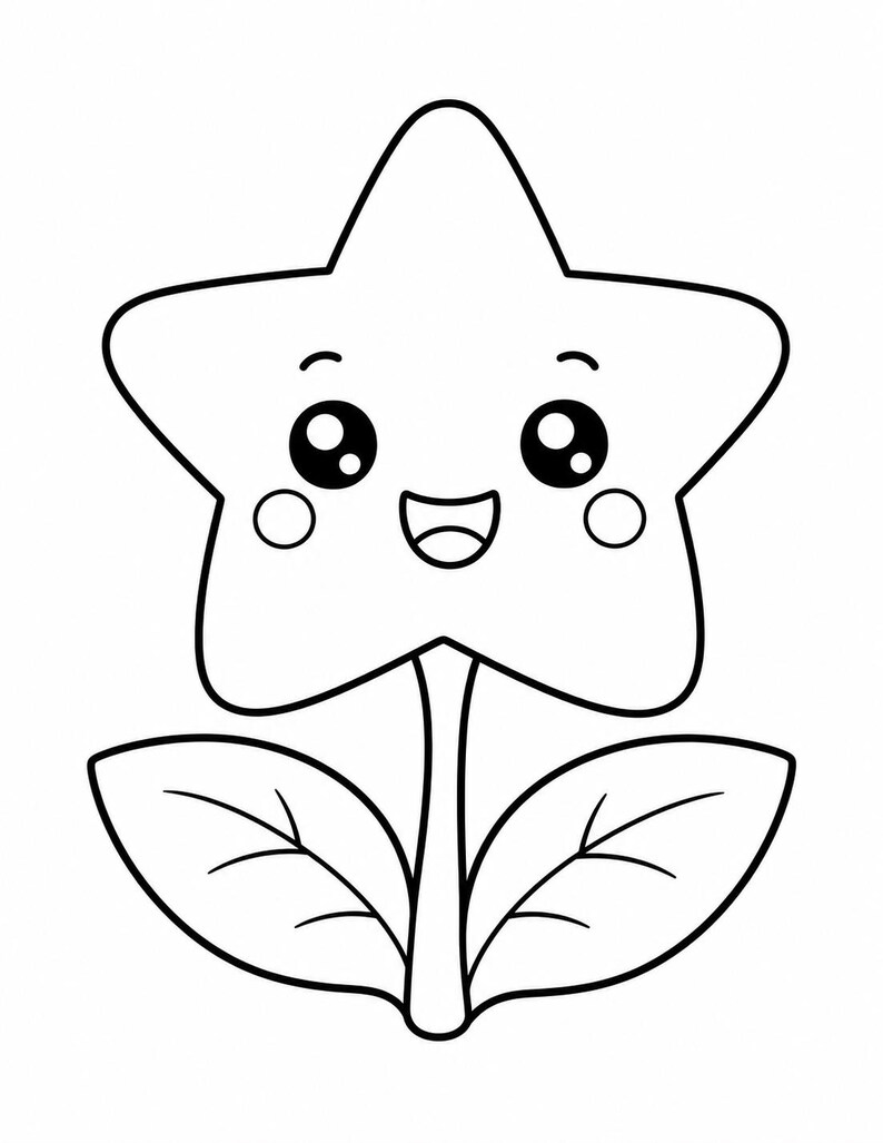 Disegni da colorare di un giardino kawaii / Disegni da colorare kawaii / PDF stampabile / Download digitale immagine 6