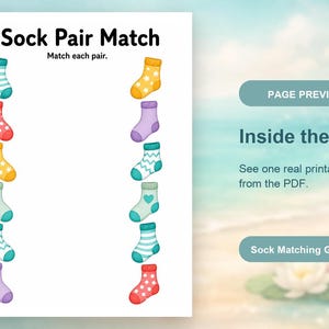 Sonnige Sockenpaare | Socken-Matching-Spiel | Druckbare PDF | Digitaler Download Bild 10