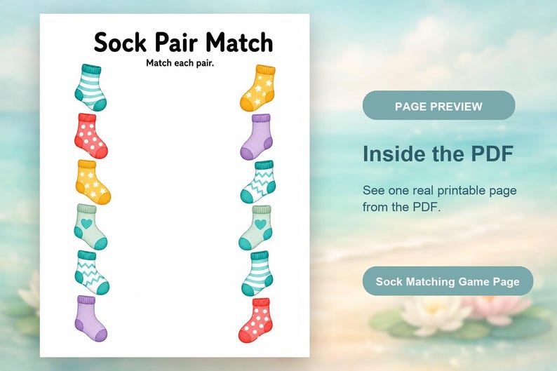 Sonnige Sockenpaare | Socken-Matching-Spiel | Druckbare PDF | Digitaler Download Bild 10