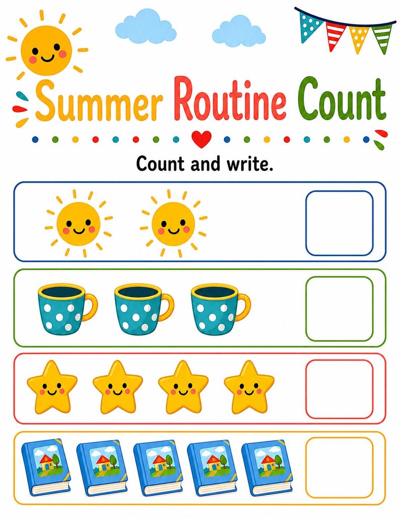 Páginas divertidas para una rutina soleada / Actividades de verano para niños / PDF imprimible / Descarga digital imagen 5