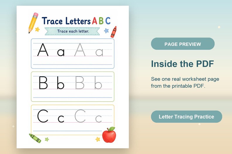 Little Pencil Letters | Letter Tracing Worksheets | Printable PDF | Digital Download image 10