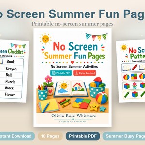No Screen Summer Fun Pages | No Screen Summer Activities | Printable PDF | Digital Download image 2