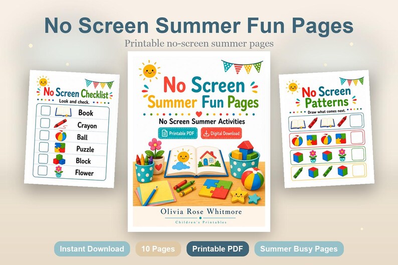 No Screen Summer Fun Pages | No Screen Summer Activities | Printable PDF | Digital Download image 2