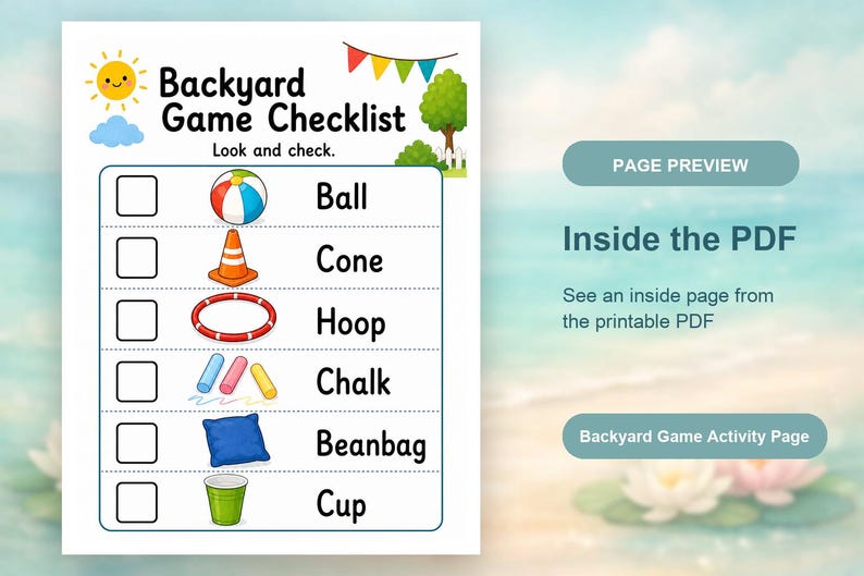 Yard Game Trail Pages | Backyard Game Activity Pages | Printable PDF | Digital Download image 10