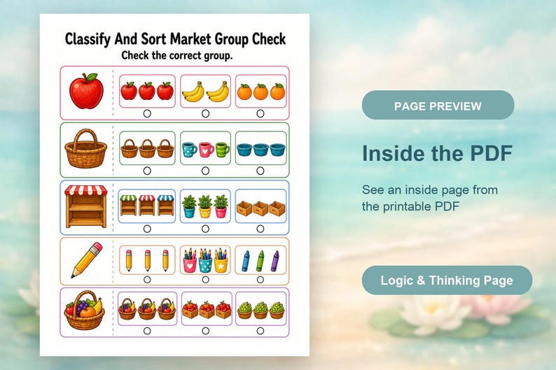Classify And Sort Market | Classification Worksheets | Printable PDF | Digital Download image 10
