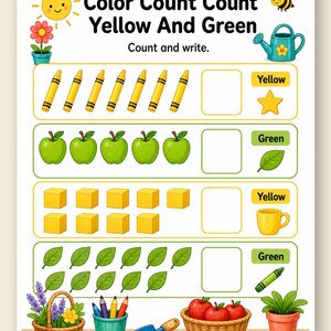 Color And Count Corner | Color and Count Worksheets | Printable PDF | Digital Download image 9