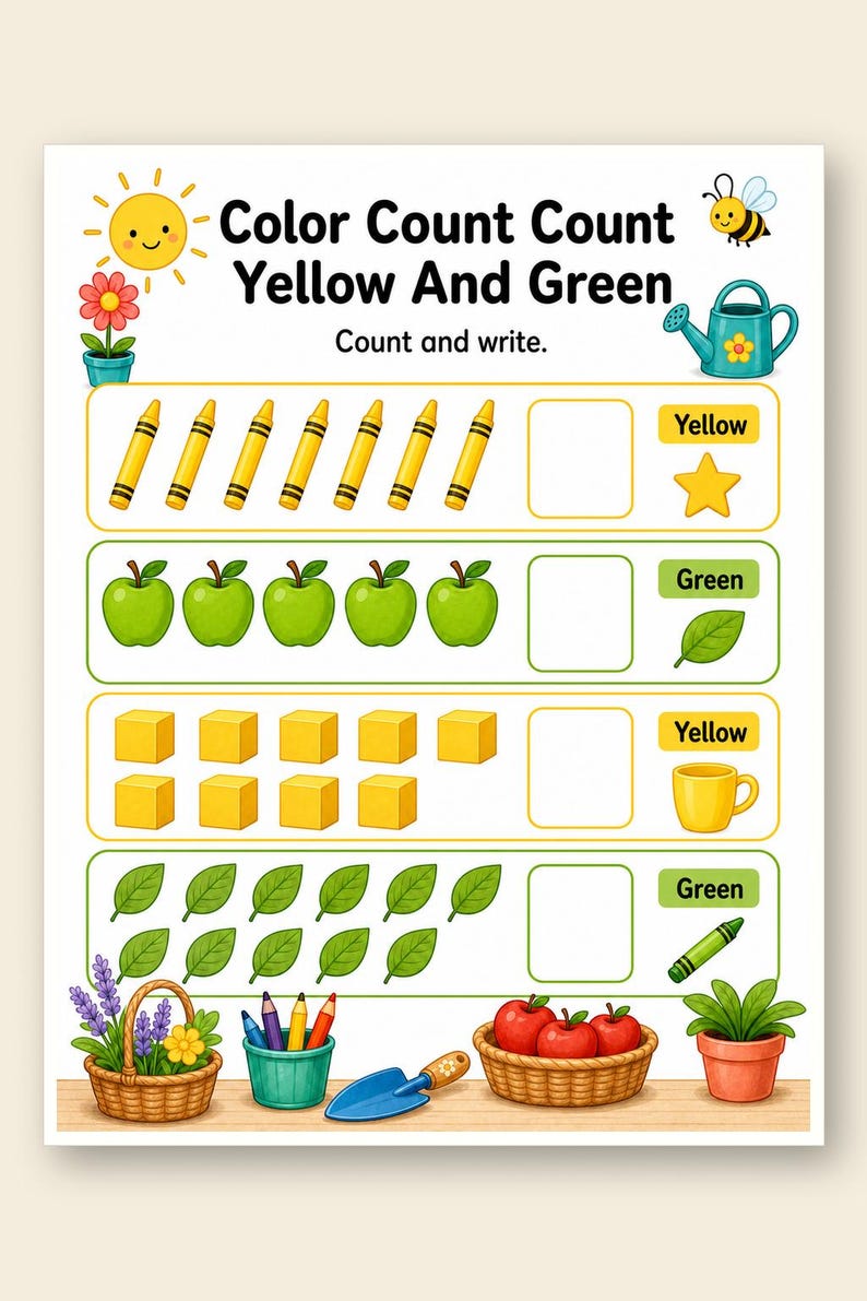 Color And Count Corner | Color and Count Worksheets | Printable PDF | Digital Download image 9