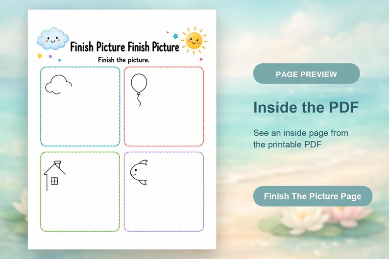 絵を完成させよう！ | 絵を完成させるワークシート | 印刷可能なPDF | デジタルダウンロード 画像 10