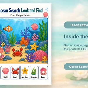 Ozean-Suche Puzzles | Ozean Aktivität Bogen | Druckbare PDF | Digitaler Download Bild 10
