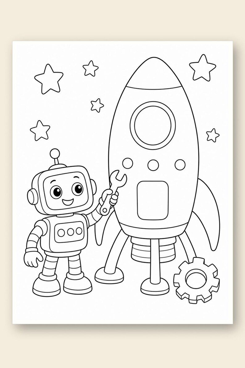 Roboter Baumeister Malvorlagen | Roboter Malvorlagen | Druckbare PDF | Digitaler Download Bild 9