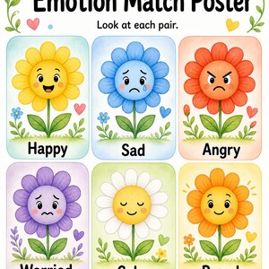 Bijpassende tuin | Werkblad emotie matchen | Afdrukbare pdf | Digitale download afbeelding 3