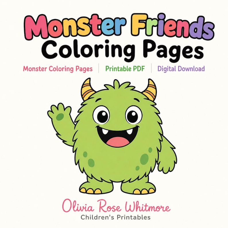 Monster Friends Malvorlagen | Monster Malvorlagen | Druckbare PDF | Digitaler Download Bild 1