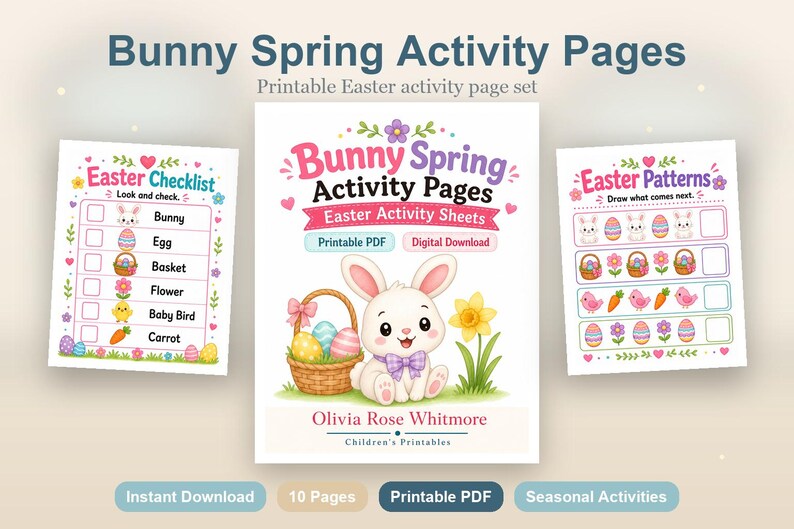 Bunny Frühlingsaktivitätsseiten | Ostern Aktivität Blätter | Druckbare PDF | Digitaler Download Bild 2