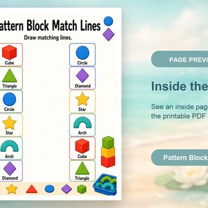 Muster-Block Abspielseiten | Pattern Arbeitsblätter für die Vorschule | Druckbare PDF | Digitaler Download Bild 10