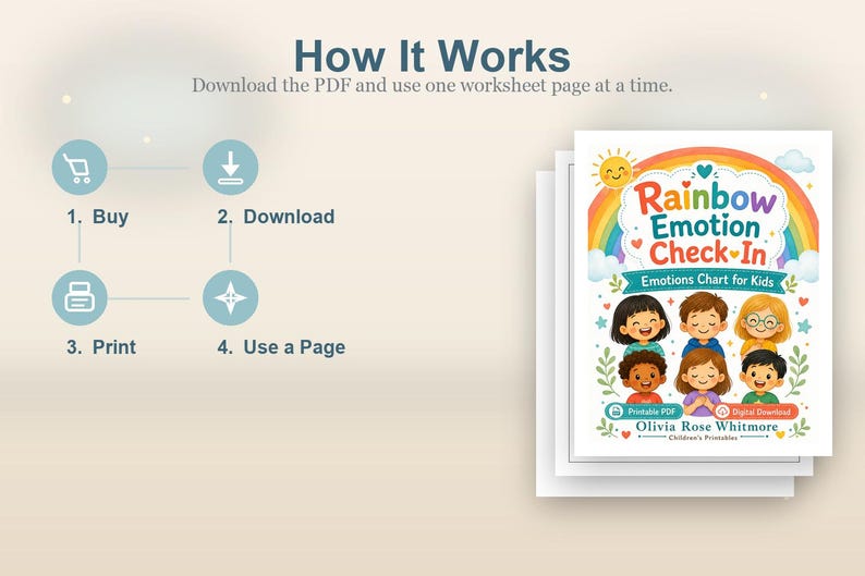 Registro de emociones arcoíris / Tabla de emociones para niños / PDF imprimible / Descarga digital imagen 8